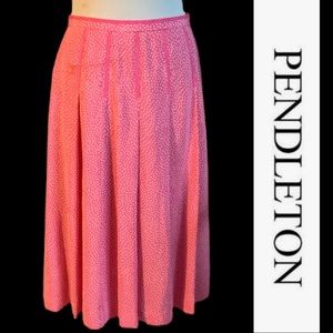 Pendleton 100% SILK hot pink & white TINY polka dot w pink grosgrain trim Sz 6